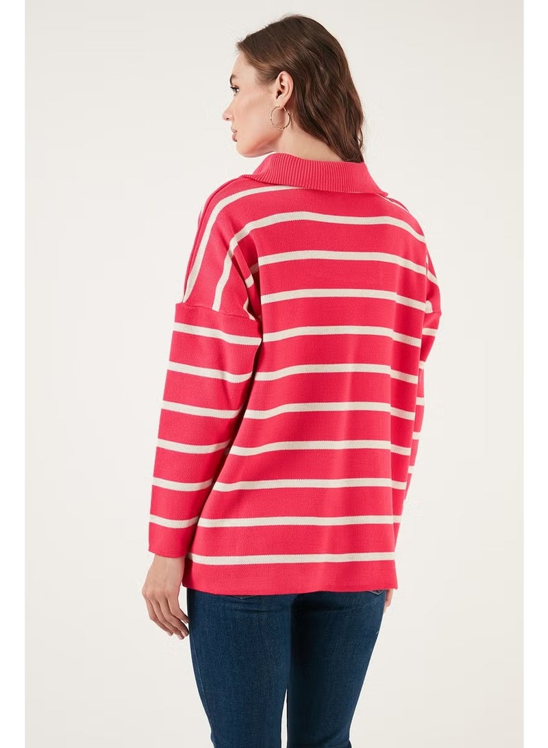 Lela Striped Half Zipper Oversize Knitwear Sweater Women's Sweater 4616080 - Image 1